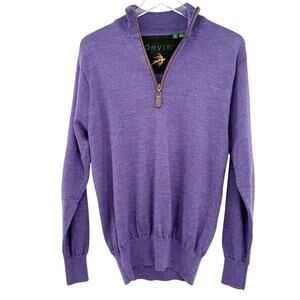 Orvis purple Merino Wool Quarter Zip Neck Sweater Pullover men's SMALL top